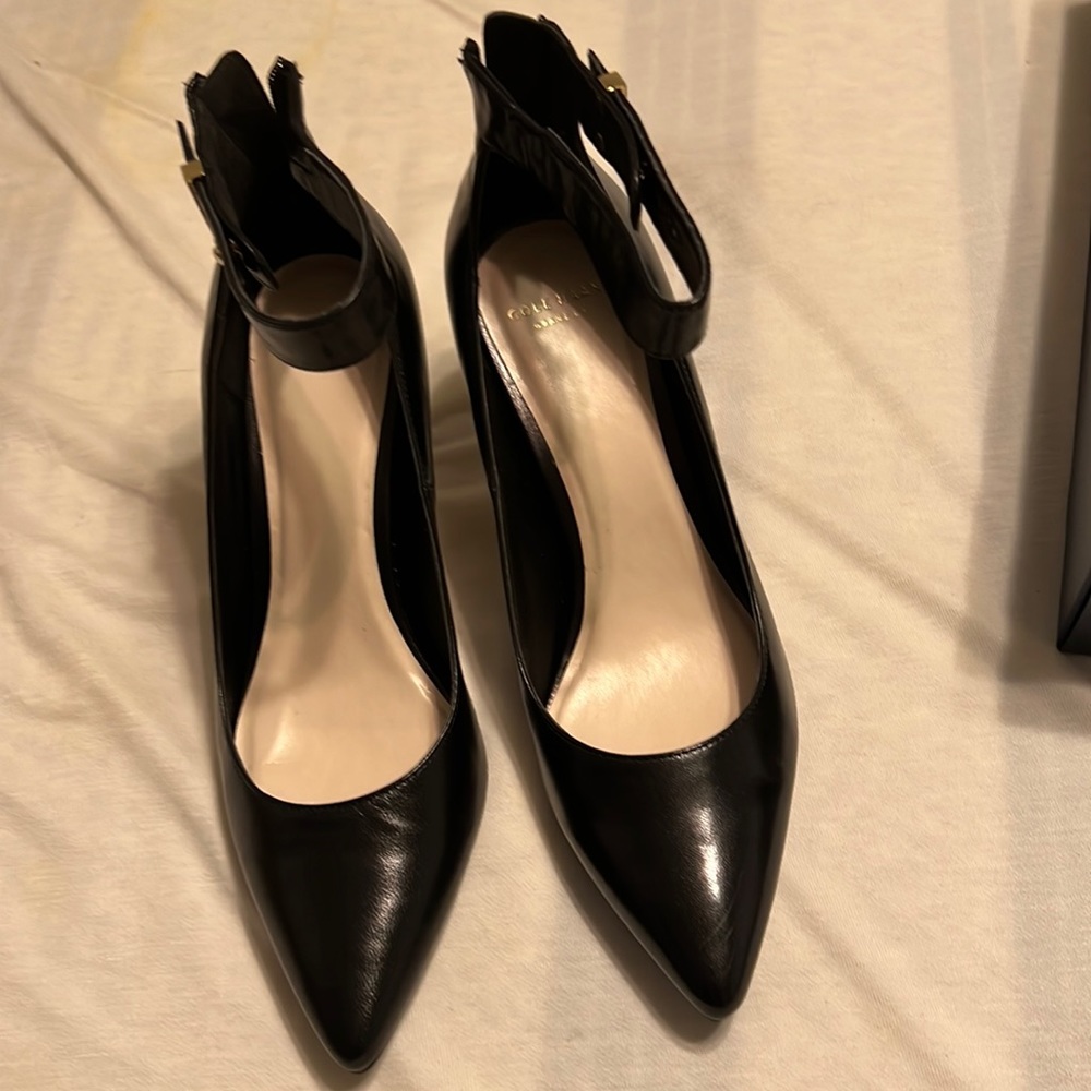Black ankle strap pumps